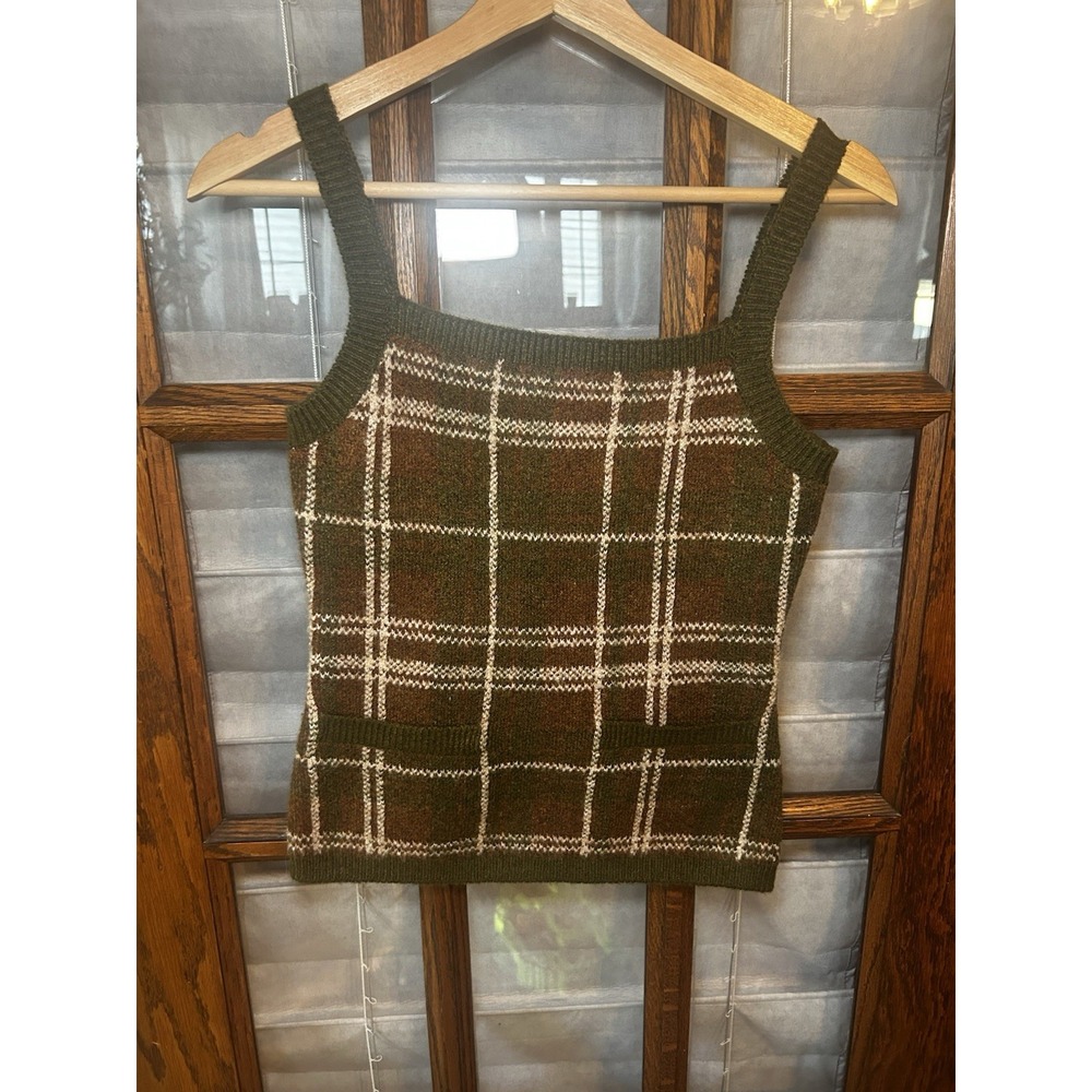 NWT Zara Checked Plaid Knit Tank Top Size Small